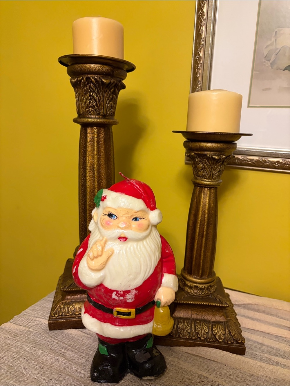 Vintage 60s 70s Christmas Santa Claus Figural Candle Large 10.5"